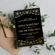 Elegant Papel Picado Black en Gold