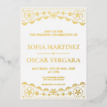 Elegant Papel Picado White en Gold Wedding