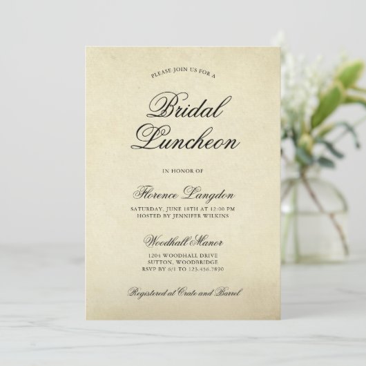 Elegant  papier Bridal Luncheon Kaart (Staand voorkant)