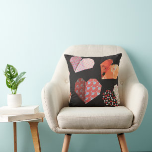 Elegant Papier Harten zwart Achtergrond gooien kus Kussen