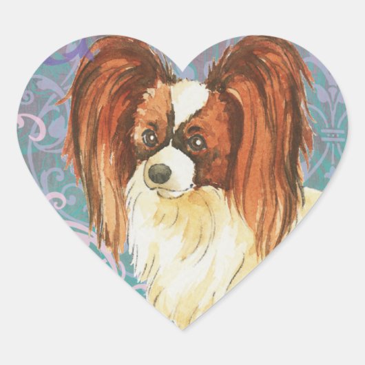 Elegant Papillon Hart Sticker (Voorkant)