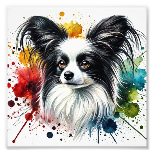 Elegant Papillon Waterverf Art Foto Afdruk (Voorkant)