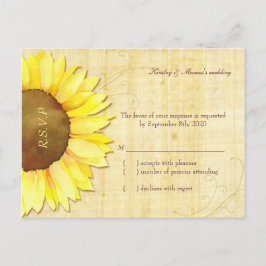 Elegant Papyrus Sunflower Wedding RSVP Uitnodiging Briefkaart