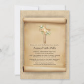 Elegant Parchment Cross Baptism  Kaart (Voorkant)