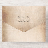 Elegant Parchment Red Rose Wedding Real Gold Foil All In One Uitnodiging (Achterzijde)