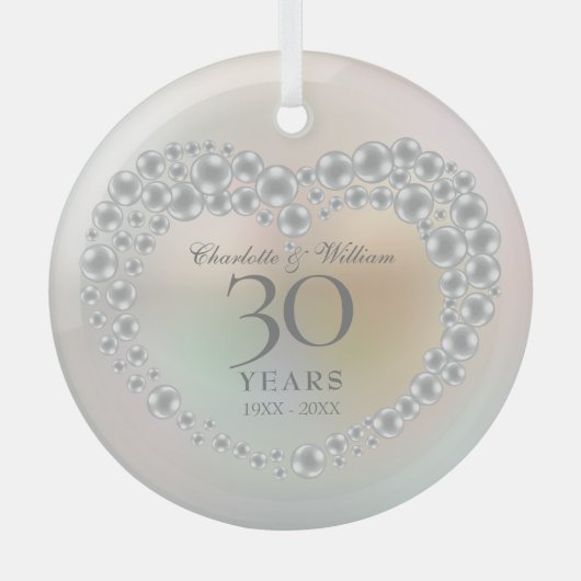 Elegant Parel30th Wedding Jubileum Glas Ornament (Voorkant)