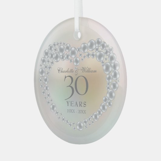 Elegant Parel30th Wedding Jubileum Glas Ornament (Voorkant links)