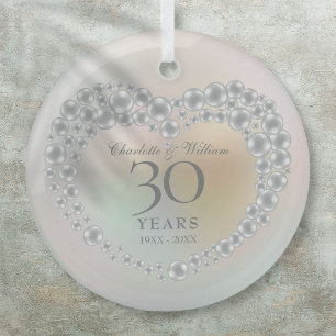 Elegant Parel30th Wedding Jubileum Glas Ornament