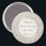 Elegant Parel30th Wedding Jubileum Magneet<br><div class="desc">Een Digitalbcon Afbeeldingen Design met een satijnen parelkleur en een bloeiend designthema met een verscheidenheid aan aangepaste afbeeldingen, vormen, patronen, stijlen en lettertypen in dit unieke "Elegant Pearl 30th Wedding Jubileum" ronde magneet. Dit elegante en aantrekkelijke ontwerp wordt compleet geleverd met aanpasbare tekstbelettering voor uw eigen speciale gelegenheid. MAAK JE...</div>