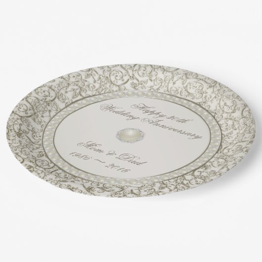 Elegant Parel30th Wedding Jubileum Papieren Bordje (Gekanteld)