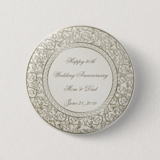 Elegant Parel30th Wedding Jubileum Ronde Button 5,7 Cm (Voorkant)