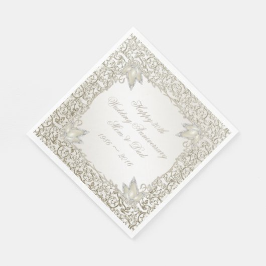 Elegant Parel30th Wedding Jubileum Servet (Hoek)