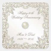 Elegant Parel30th Wedding Jubileum Vierkante Sticker (Voorkant)