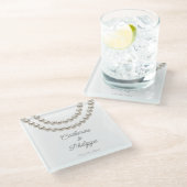 Elegant parel bruiloft glazen onderzetter (Schuin)