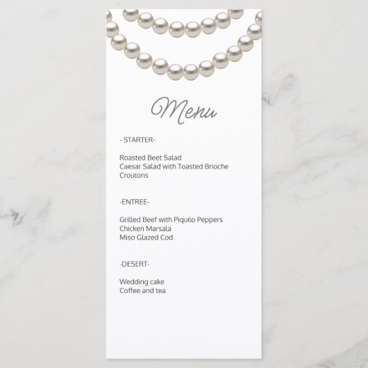 Elegant Parel Bruiloft Menu (Voorkant)