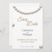 Elegant Parel Bruiloft Save the Date Uitnodiging (Voorkant / Achterkant)