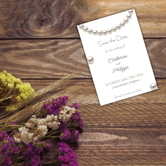 Elegant Parel Bruiloft Save the Date Uitnodiging