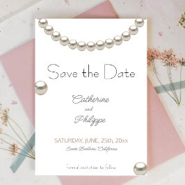 Elegant Parel Bruiloft Save the Date Uitnodiging