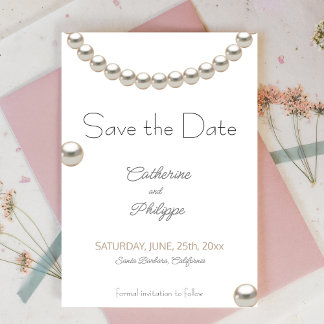 Elegant Parel Bruiloft Save the Date Uitnodiging