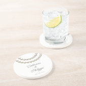 Elegant parel bruiloft zandsteen onderzetter (Zijkant)