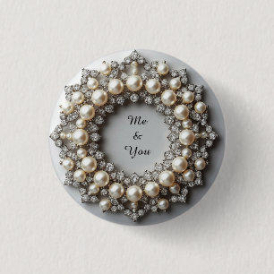 Elegant parel- en diamanten sieradenstuk ronde button 3,2 cm