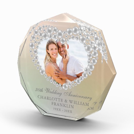Elegant Parel Hart 30ste Huwelijksverjaardag  Fotoblokken (Rechts)