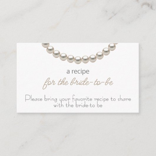 Elegant parel recept voor de bruid te zijn informatiekaartje (Voorkant)