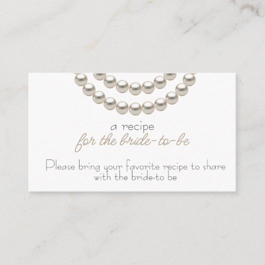 Elegant parel recept voor de bruid te zijn informatiekaartje (Voorkant)