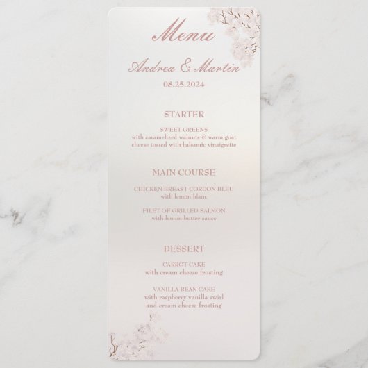  Elegant Parel Romance Bruiloft Menu (Voorkant)