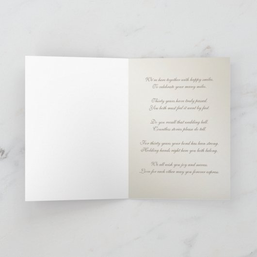 Elegant Parelkleurig Jubileum van 30e bruiloft Kaart (Binnen)