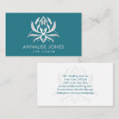 Elegant parellotusventiel op Blauwgroen blauw Visitekaartje (Voorkant / Achterkant)