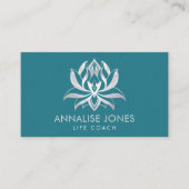 Elegant parellotusventiel op Blauwgroen blauw Visitekaartje (Voorkant)