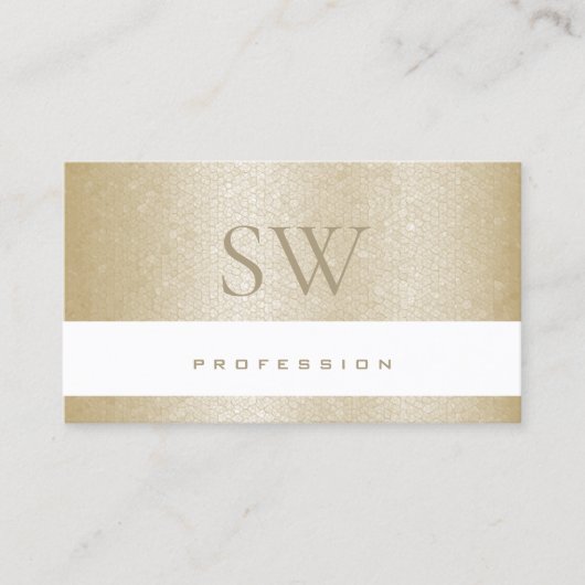 Elegant parelpasta beige patroon met monogram visitekaartje (Voorkant)