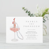 Elegant Parels en Prosecco Vrijgezellenfeest Kaart (Staand voorkant)