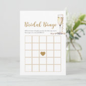 Elegant Parels & Prosecco Bruids Bingo Game Kaart (Staand voorkant)
