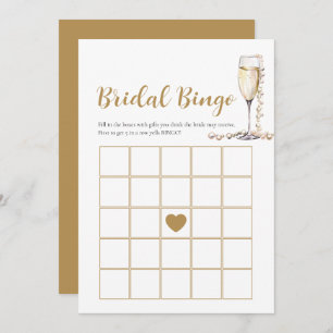 Elegant Parels & Prosecco Bruids Bingo Game Kaart