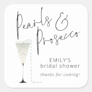 Elegant Parels Prosecco Vrijgezellenfeest Bedankt Vierkante Sticker