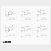 Elegant Parels Prosecco Vrijgezellenfeest Bedankt Vierkante Sticker (Vel)