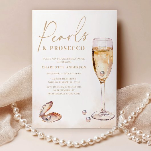 Elegant Parels Prosecco Vrijgezellenfeest Kaart
