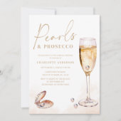 Elegant Parels Prosecco Vrijgezellenfeest Kaart (Voorkant)