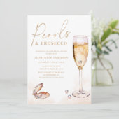 Elegant Parels Prosecco Vrijgezellenfeest Kaart (Staand voorkant)