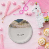 Elegant Parels & Sea Shells Beach Weddenschap Papieren Bordje (Feest)