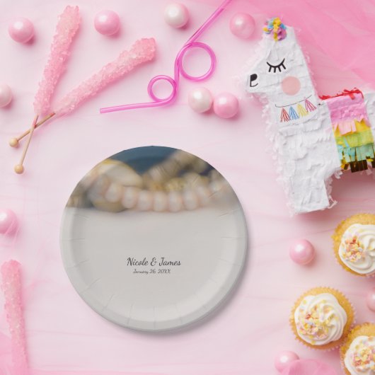 Elegant Parels & Sea Shells Beach Weddenschap Papieren Bordje (Feest)