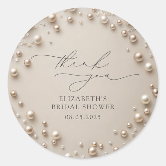 Elegant Parels Vrijgezellenfeest Bedankt Ronde Sticker (Voorkant)