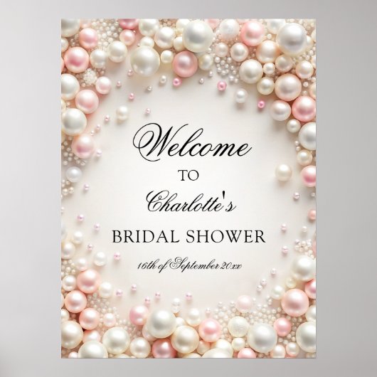 Elegant Parels Vrijgezellenfeest Welkom Poster (Voorkant)