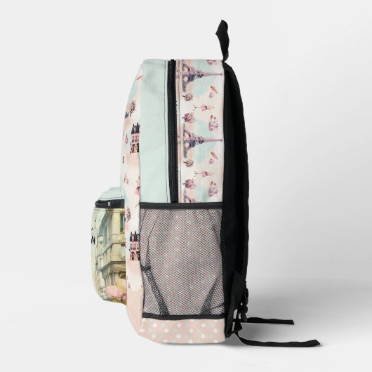 Elegant Parijs Frankrijk Eiffeltoren Frans patroon Bedrukte Rugzak (Rechts)