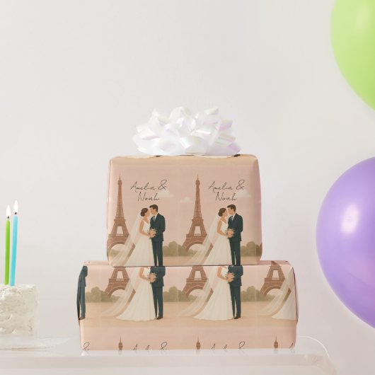 Elegant Parijs Huwelijk Inpakpapier – Eiffel (Feestgeschenken)