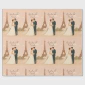 Elegant Parijs Huwelijk Inpakpapier – Eiffel (Vlak)