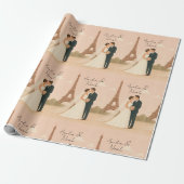 Elegant Parijs Huwelijk Inpakpapier – Eiffel (Uitgerold)