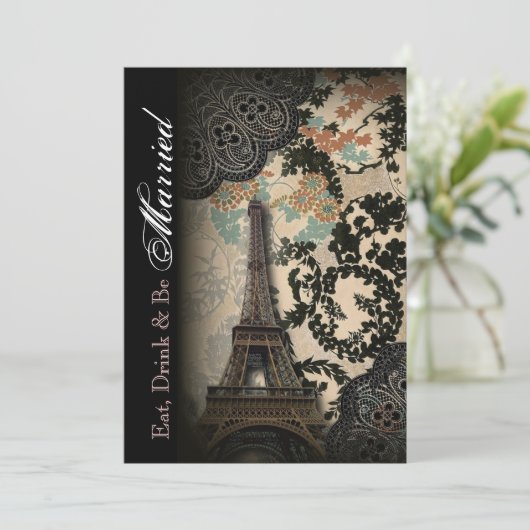 Elegant Parijse bloemendiner voor repetities Kaart (Staand voorkant)